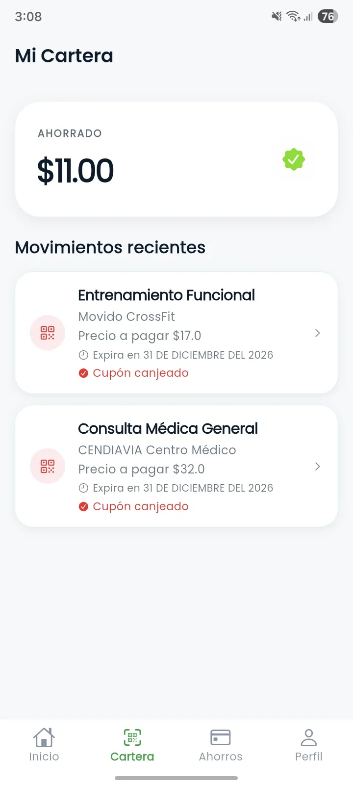 Yala - Pantalla de beneficios